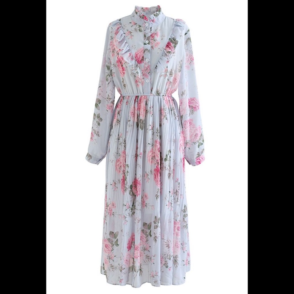 Chicwish pleated floral midi dress